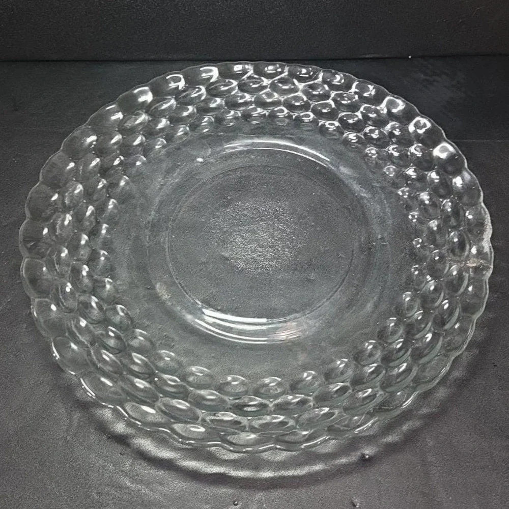 EAPG Bubble Clear Glass Chop Plate, Vtg Honeycomb Serving‎ Platter, Centerpiece